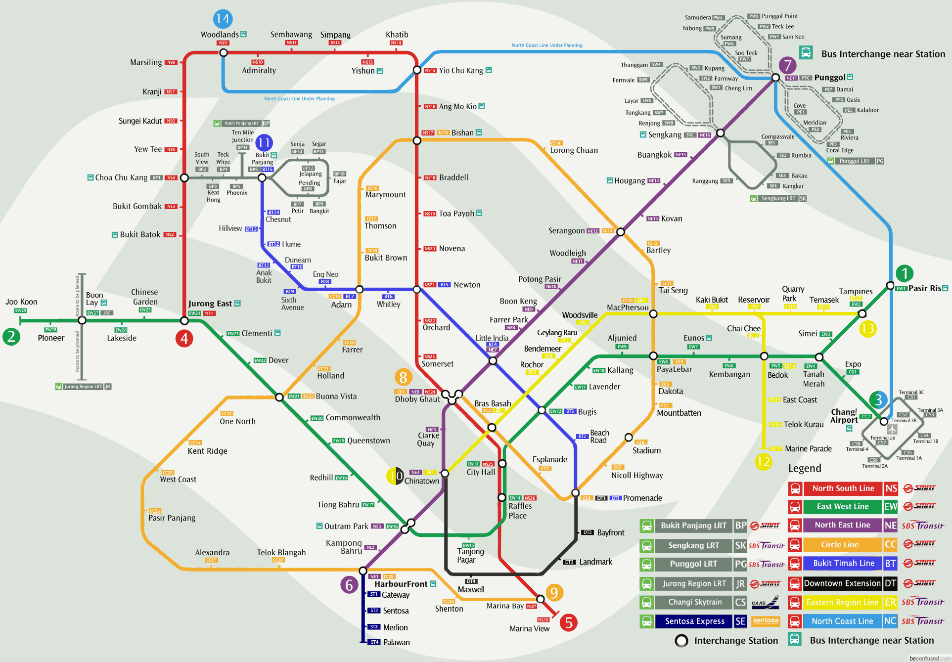 Singapore MRT & LRT train rail maps